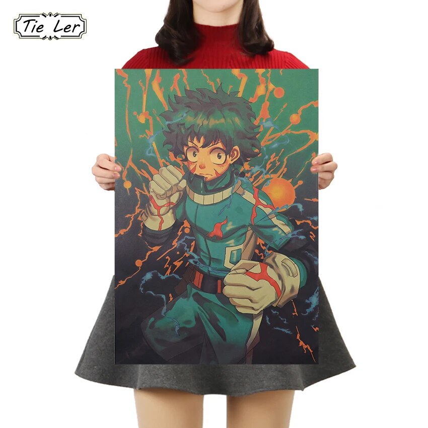 TIE LER My Hero Academia Cartoon Anime Kraft Paper Poster Cafe Bars Kitchen Decor Posters Adornment Vintage Poster