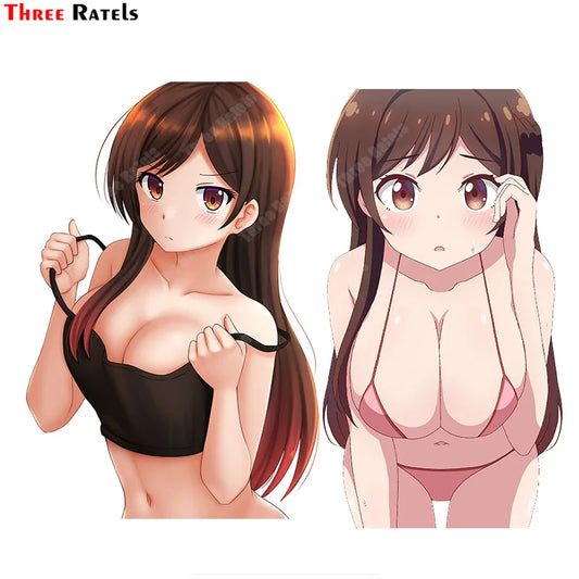 Three Ratels A662 Mizuhara Chizuru Kanojo Okarishimasu Cute and sexy Girl For Car Wheel Sticker Persona;ized Fuel Tank Cap Decal