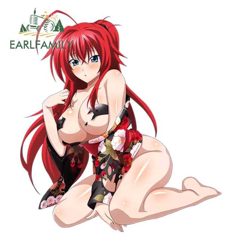 EARLFAMILY 13cm Sexy Uniform Girl Decal 3D Hentai Anime Waterproof Car Sticker Rias Gremory Vinyl Waterproof JDM Car Styling