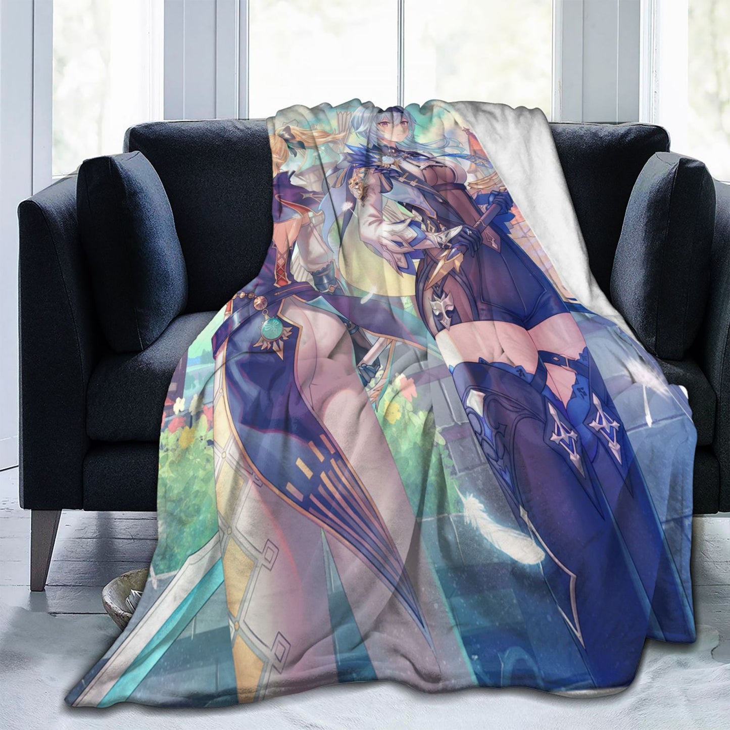 Genshin Impact Throw Game Blanket Anime Blankets Fantasy World Throws Custom Blankets &amp; Throws Suit for Bedroom,Living Room Sofa