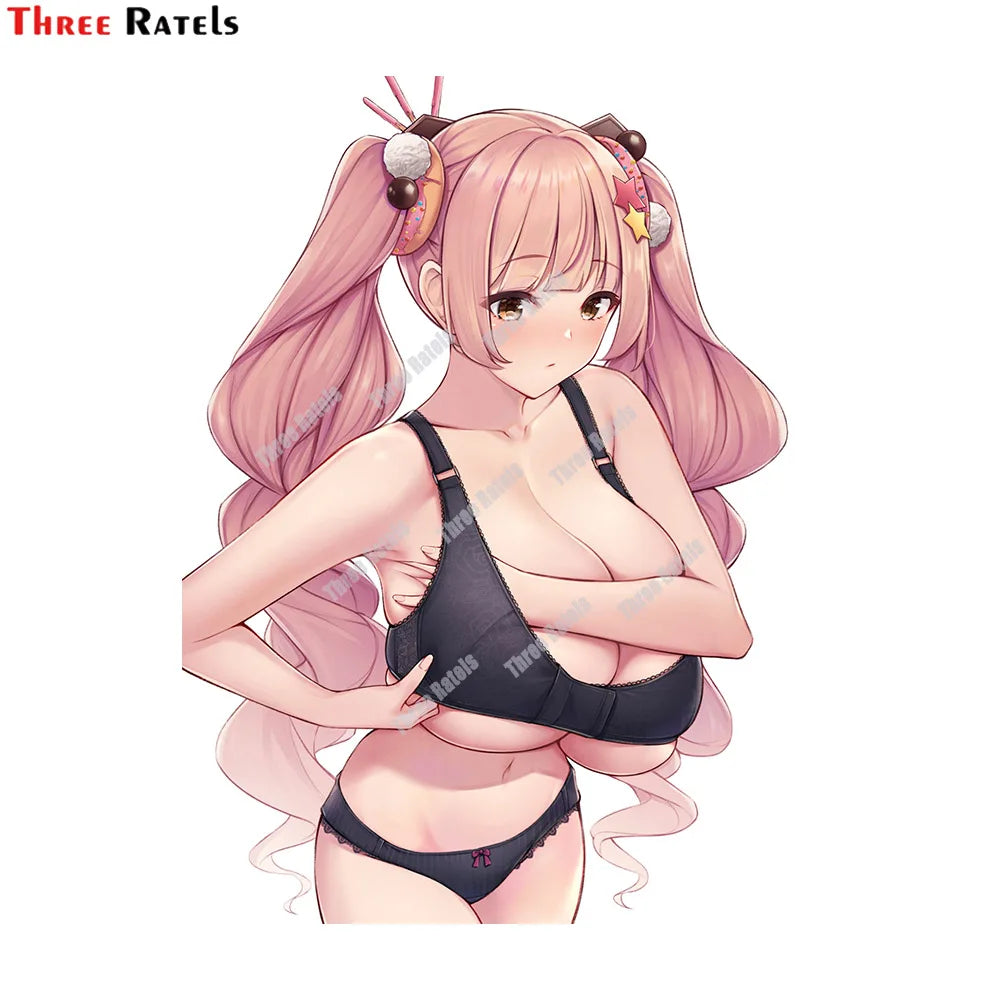 Three Ratels E309 Sexy Anime Amano Roze Original Personality Car Stickers PVC Fashion Auto Decorative Accessories