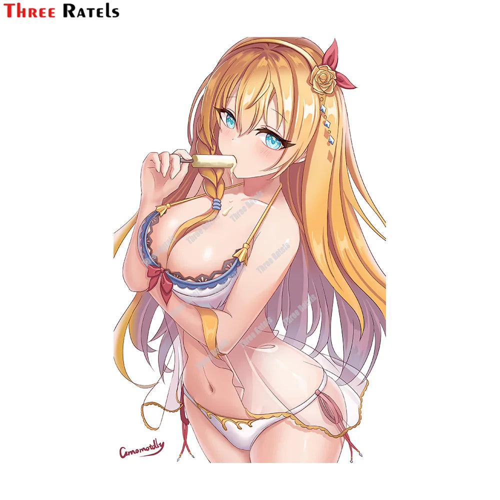 Three Ratels E310 Sexy 3D  Anime Girl For Pecorine Princess Connect Car Stickers Auto Accessories Vinyl Material