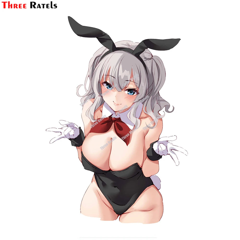 Three Ratels D673 Cute Sexy Anime Girl Sticers For Kashima Kantai Collection Car Accessories Auto Decals Vinyl Waterproof Materi