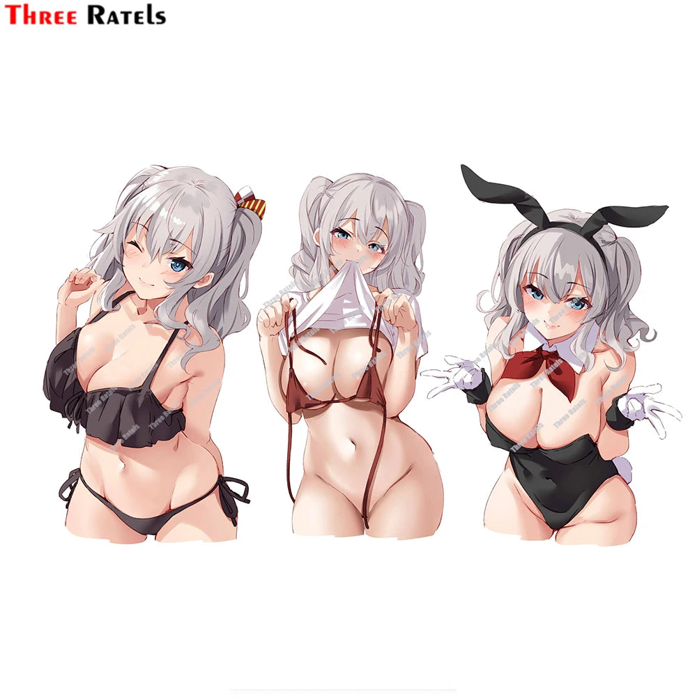 Three Ratels D673 Cute Sexy Anime Girl Sticers For Kashima Kantai Collection Car Accessories Auto Decals Vinyl Waterproof Materi