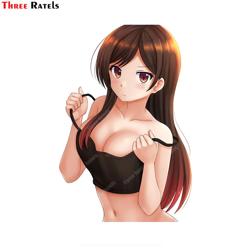 Three Ratels A662 Mizuhara Chizuru Kanojo Okarishimasu Cute and sexy Girl For Car Wheel Sticker Persona;ized Fuel Tank Cap Decal