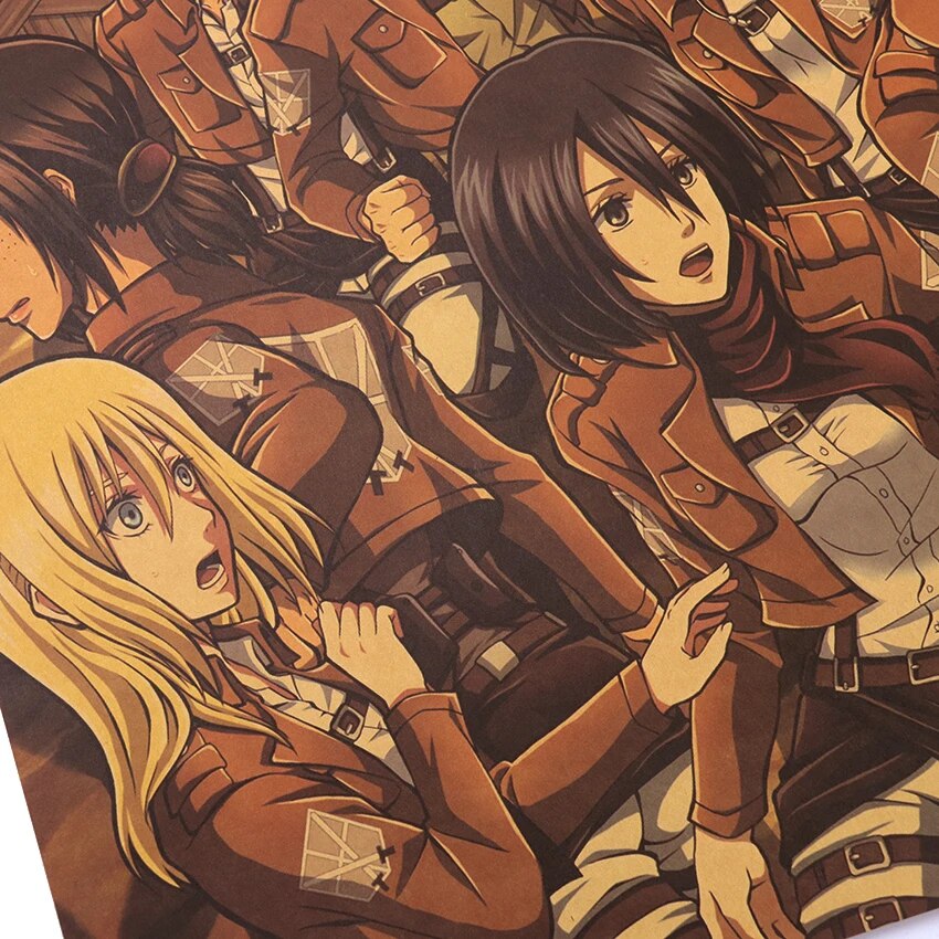 TIE LER Attack on Titan Posters Japanese Anime Kraft Paper Prints Livingroom Bedroom Decoration Bar Cafe Home Decoration