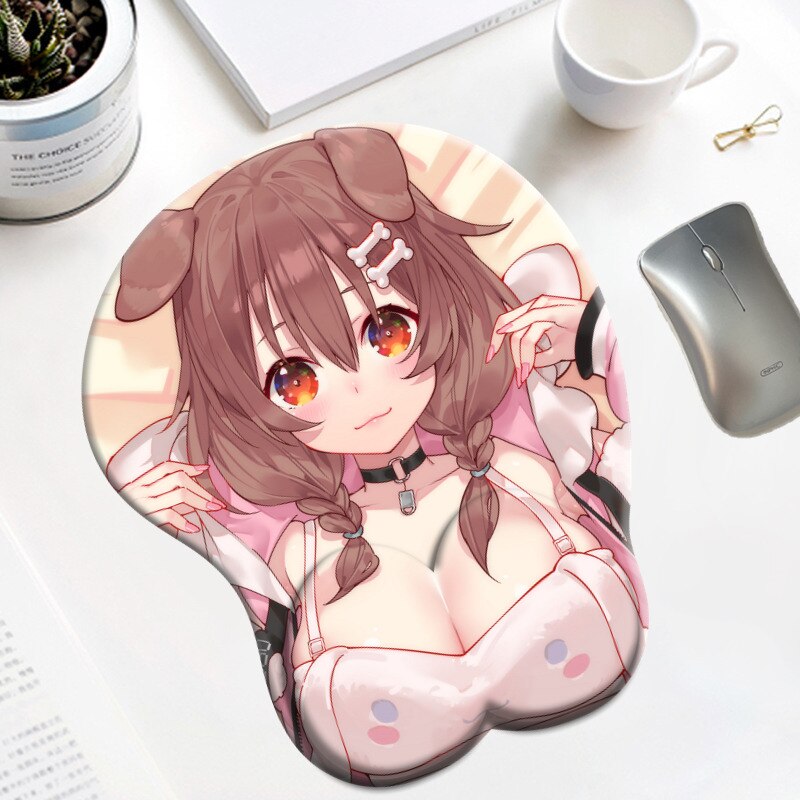 Hololive Inugami Korone Big Breast 3D Boobs Mousepad Silicone Gel Gaming with Wrist Rest Oppai Mouse Pad Cute Anime Desk Mat