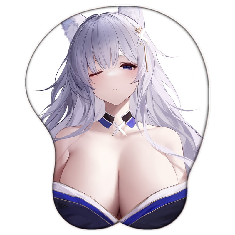 Azur Lane Shinano Amagi Sexy Big Breast Mouse Pad 3D Cute Oppai Mousepad with Soft Wrist Rest Silicone Non-slip Mat