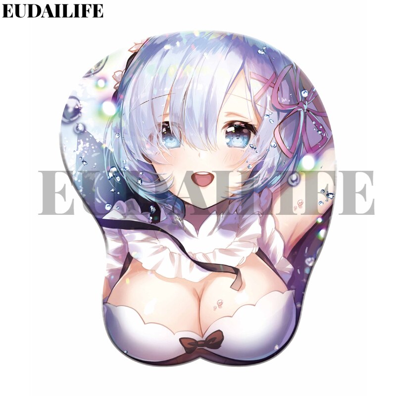 Rem Ram Emilia Re zero Anime 3D Hand Wrist Rest Mouse Pad Mousepad Silicone Breast Oppai Soft Mouse Mat Office Work Otaku Gift