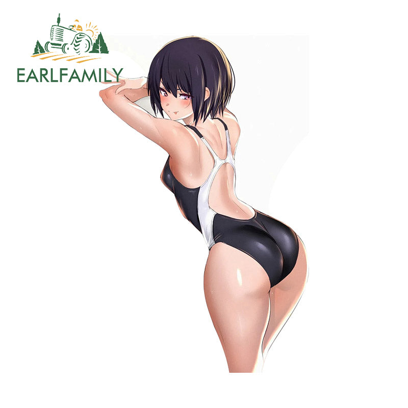 EARLFAMILY 13cm x 8.1cm for Lori Girl Hentai Car Sticker Sunscreen Scratch-proof Simple Decal Cartoon Window Refrigerator SUV