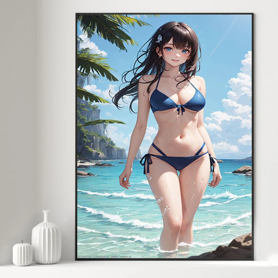 Art mural sur toile de beauté sexy et chaude, affiche sur toile de fille en bikini, affiche d'impression d'anime de dessin animé pour la décoration de la maison du salon sans cadre