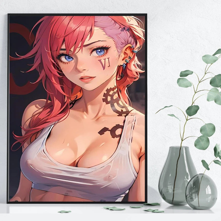 Hot Sexy Beauty Canvas Wall Art, Anime Girl Canvas Poster, Cartoon Anime Prints Poster For Living Room Home Decor Frameless