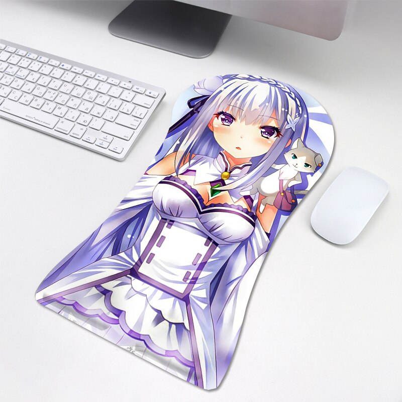 2022 New humanoid mouse pad  computer beauty chest 3d three-dimensional mouse pad wrist guard silicone wrist pad anime custom