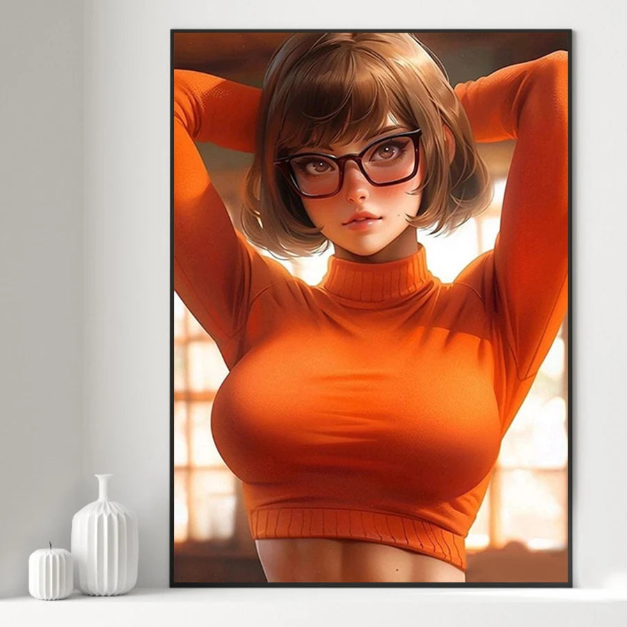 Hot Sexy Beauty Canvas Wall Art, Anime Girl Canvas Poster, Cartoon Anime Prints Poster For Living Room Home Decor Frameless