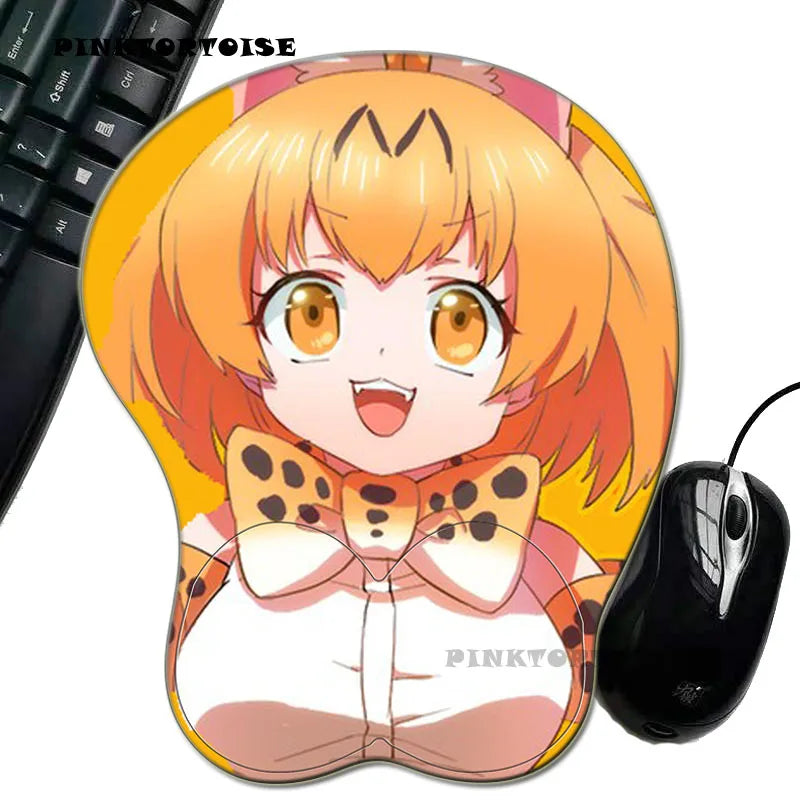 PINKTORTOISE Anime mousepad Serval kemono friends Mice pad Silicon anime 3D mousepad laptop Mice Pad Ergonomic MousePad mat