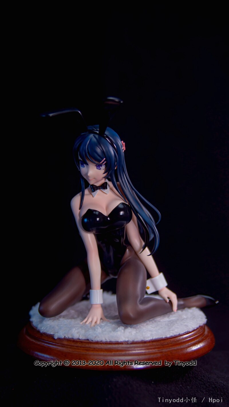 Anime Sakurajima Mai Figure Resin Sexy Bunny Girl Black Silk Detachable Model Toy Kneeling Posture Doll Gift Collect Ornaments