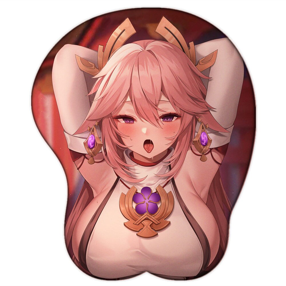 Yae Miko Genshin Impact Gaming Anime Sexy Mouse Pad Cute Manga Breast Wrist Rest 3D Oppai Silicone Gel Desk Mat Gamer Mousepad