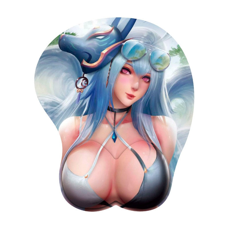 Anime Sexy Girl 3D Mouse Pad Mouse Mat with Wrist Rest Silicone Laptops Computer Mouse Pad Work Office Gaming Desk Mat Gift