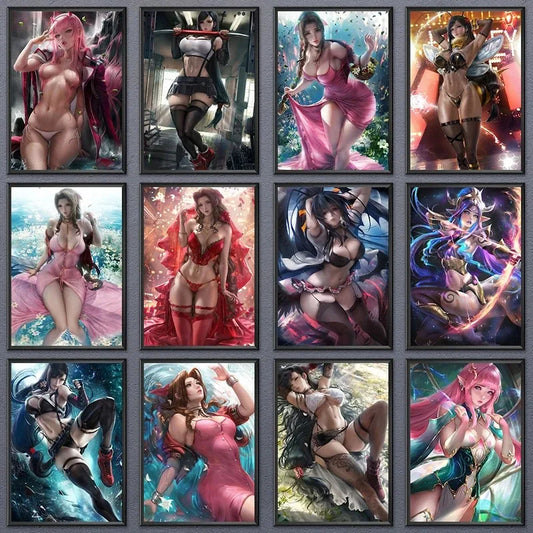 Final Fantasy Sexy Girl Tifa Anime Aerith Akeno Franxx Affiche Toile Peinture Art Moderne Photos pour Salon Décoration de la Maison