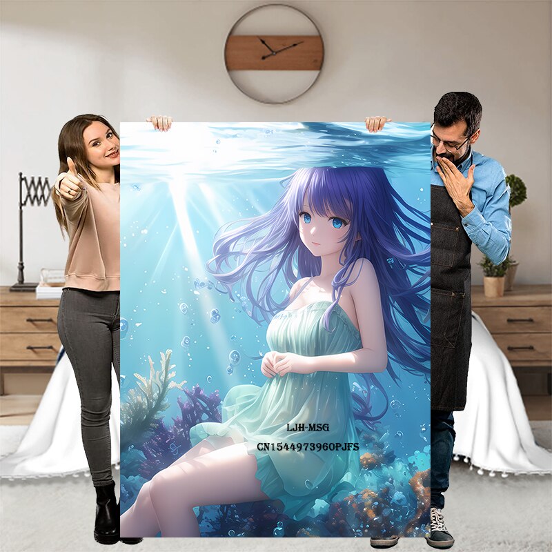 Anime Character Super Soft Flannel Throw Blanket Lightweight Air Conditioner Blanket Cooling Summer Blanket Cartoon Girl Blanket