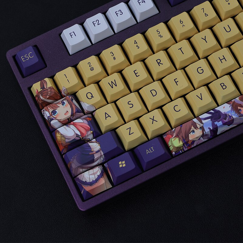 108 Keys/set 5 Sides PBT Dye Subbed Keycaps Cartoon Anime Gaming Key Caps Cherry Profile Keycap For Pretty Derby Tokai Teio