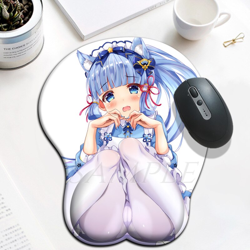 Tapis de souris Kamisato Ayaka Ass Genshin Impact Big Sexy Gamer Anime Cute Repose-poignet Tapis de souris en gel de silicone 3D Oppai