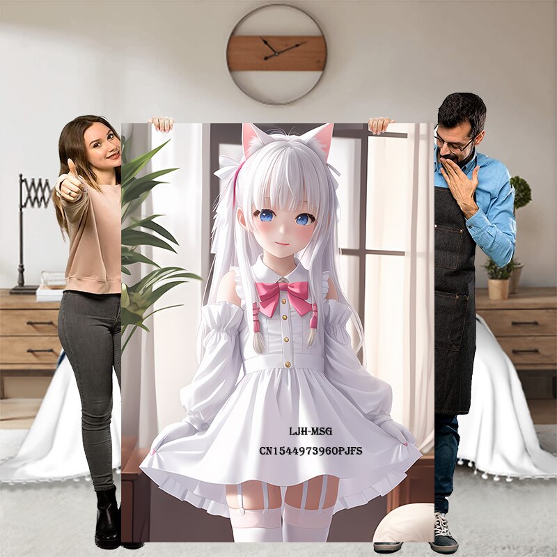 Anime Girl Super Soft Flannel Throw Blanket Lightweight Air Conditioner Blanket Cooling Summer Blanket Cute Cartoon Girl Blanket