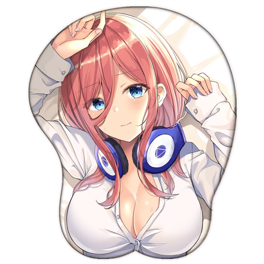 Go-toubun No Hanayome Nakano Miku Anime Sexy Big Breast 3D Mouse Pad with Wrist Oppai Silicone Gel Manga Cute Pad Boobs Mat