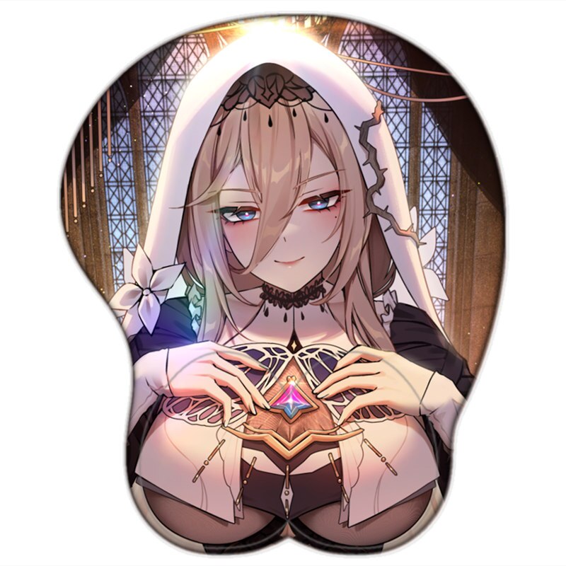 Tapis de souris Honkai Impact Aponia Nun Girl Sexy Gros seins Gamer Anime Repose-poignet mignon 3D Oppai Tapis de souris en gel de silicone