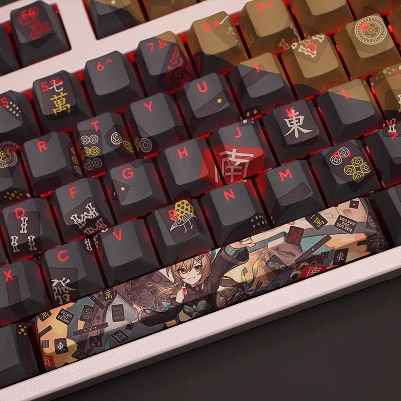 1 Set Honkai Star Rail Qingque Keycap PBT Backlit Keycaps Cartoon Anime Game Key Caps For 61 87 104 108 Layout Cherry Profile