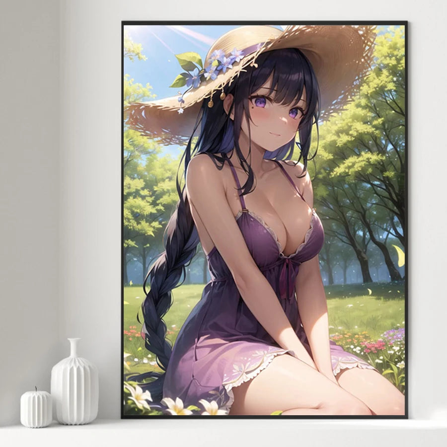 Hot Sexy Beauty Canvas Wall Art, Bikini Girl Canvas Poster, Cartoon Anime Prints Poster For Living Room Home Decor Frameless