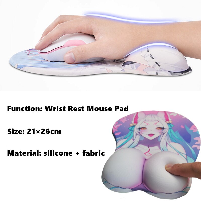 Tapis de souris Hololive Minato Aqua 3D Oppai Kawaii Anime Gaming Mousepad avec repose-poignet en silicone souple pour PC Gamer