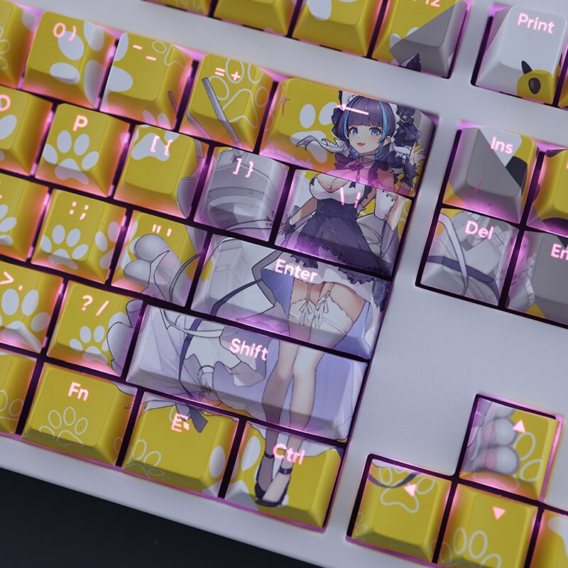 108 Keys/set Azur Lane Cheshire Keycap PBT Dye Subbed Backlit Keycaps Anime Gaming Key Caps For ANSI 61 87 104 108 Keyboard