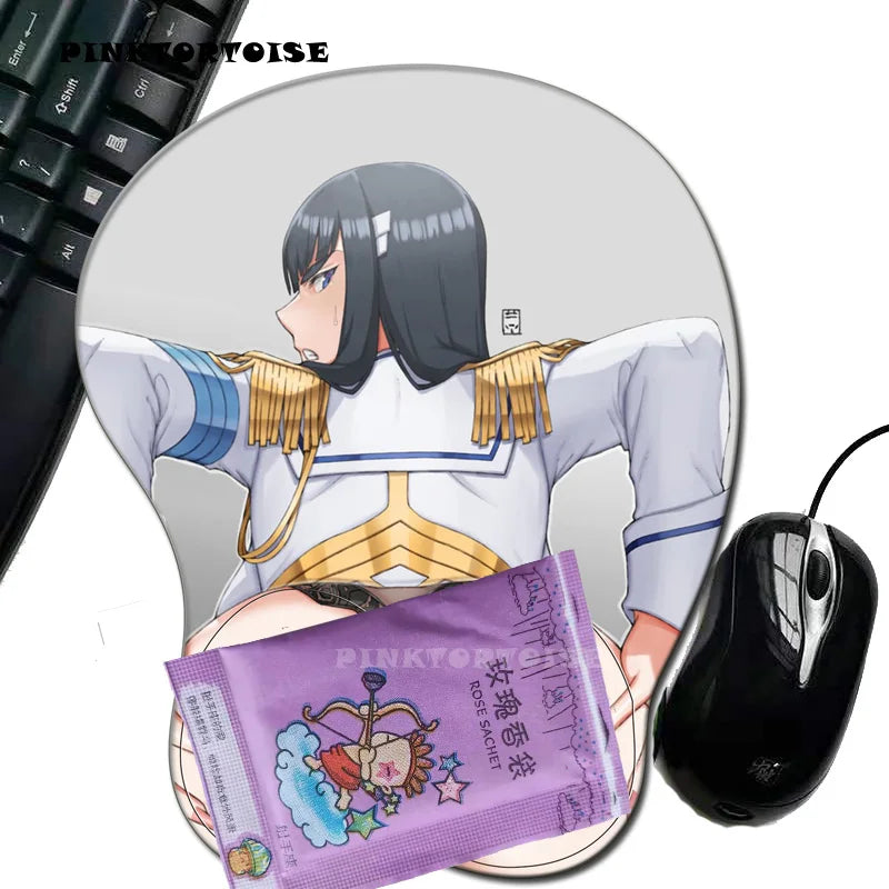 PINKTORTOISE Anime 3D kiryuuin satsuki Mouse Pad  with Silicone Wrist Rest Mousepad Chest Mouse Hand PC Office Comic Mouse mat