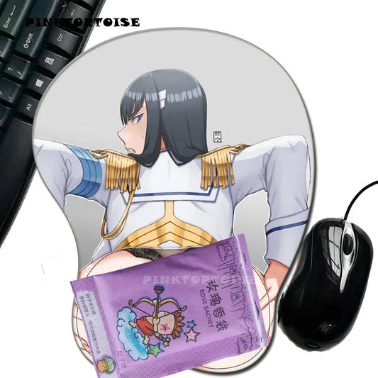 Anime  Anime 3D kiryuuin satsuki Mouse Pad  with Silicone Wrist Rest Mousepad Chest Mouse Hand PC Office Comic Mouse mat