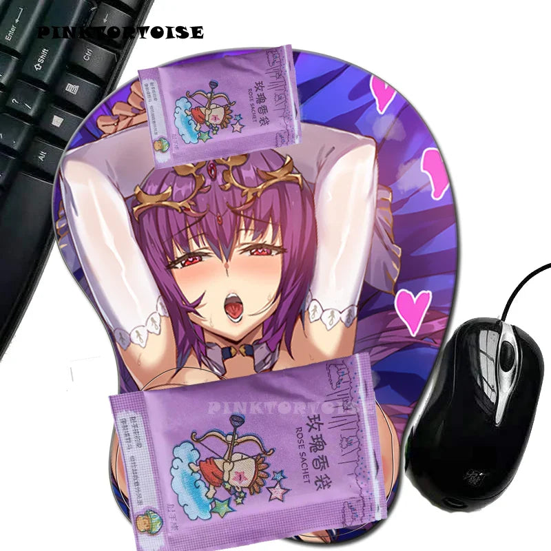 Anime  Anime 3D Konno Yuuki Mouse Pad  with Silicone Wrist Rest Mousepad Chest Mouse Hand PC Office Comic Mouse mat