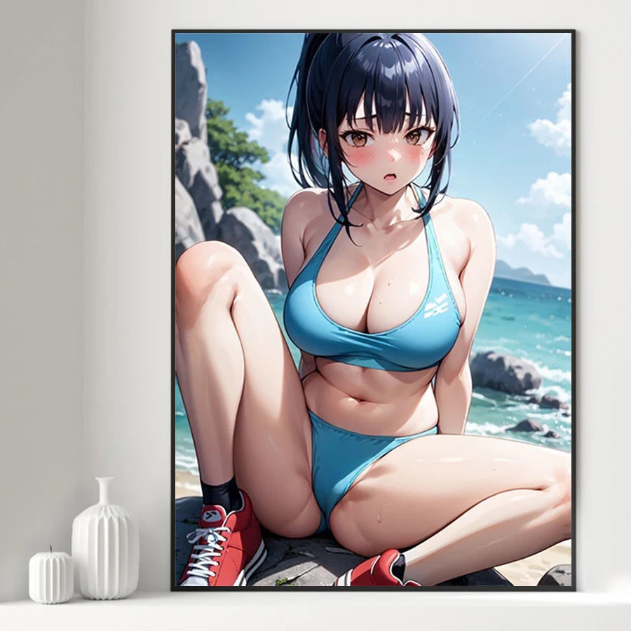 Art mural sur toile de beauté sexy et chaude, affiche sur toile de fille en bikini, affiche d'impression d'anime de dessin animé pour la décoration de la maison du salon sans cadre