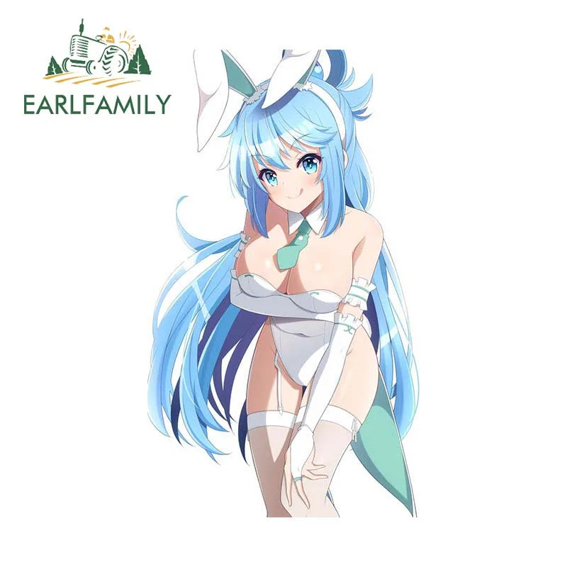 EARLFAMILY 13cm x 8.3cm for Aqua Cute Loli Car Stickers DIY Anime Creative Decal Scratch-Proof Windows Trunk Car Door Protector