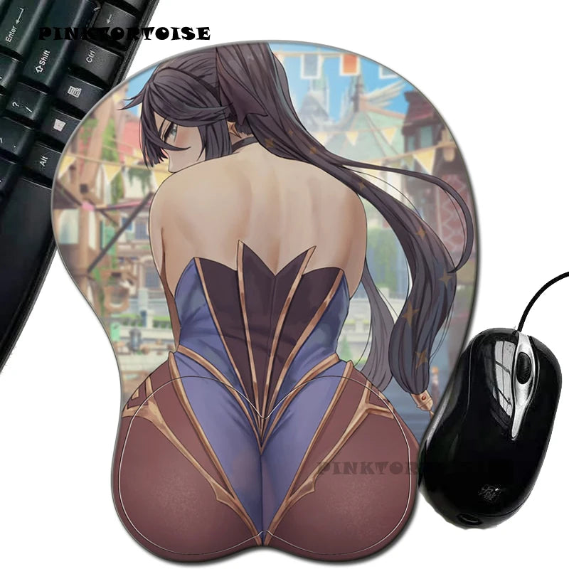 PINKTORTOISE mousepad Keqing anime Genshin Impact MOUSE PAD MAT Silicon anime 3D mousepad laptop Mice Pad Ergonomic MousePad