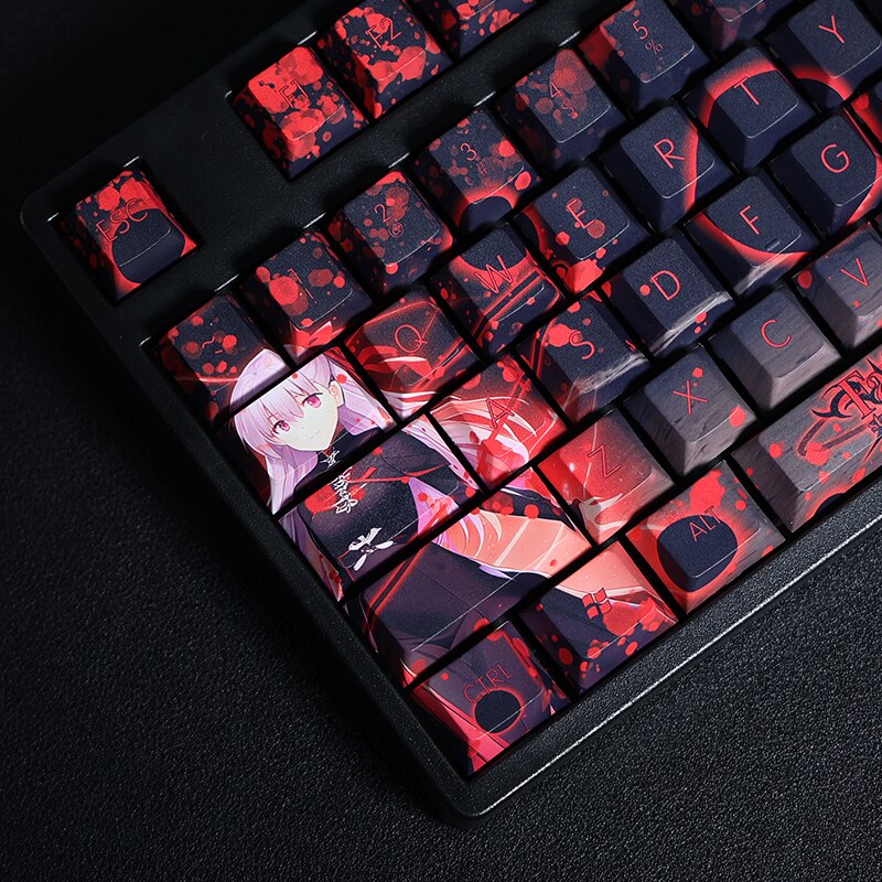 108 Keys PBT 5 Sides Dye Subbed Keycaps Cartoon Anime Gaming Key Caps Cherry Profile Keycap For Fate/stay Night Matou Sakura