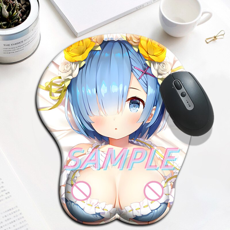 Anime Re Zero Rem Sexy Mouse Pad Kawaii Manga with Wrist 3D Big Oppai Silicone Gel Mat Mousepad Gamer