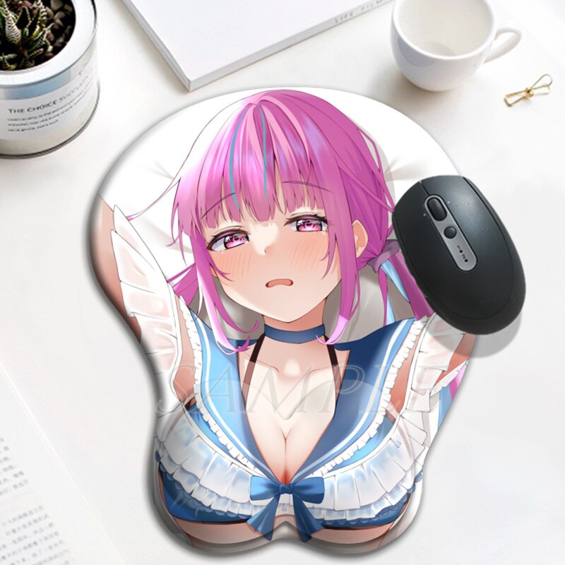 Hololive cute girls 3D Oppai Mouse Pad Kawaii Anime Gaming Mousepad with Soft Silicone Wrist Rest for Pc Gamer