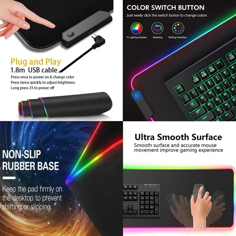 Hip Mouse Pad Keyboard Mats with Light Sexy Mousepad Rgb Gamers Accessories Adult Mousepads Xxl Gaming Rug Led Band Flickering