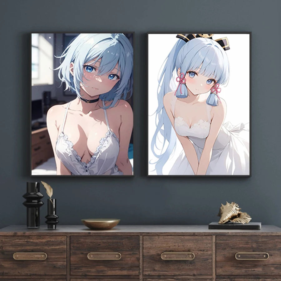 Hot Sexy Beauty Canvas Wall Art, Anime Girl Canvas Poster, Cartoon Anime Prints Poster For Living Room Home Decor Frameless