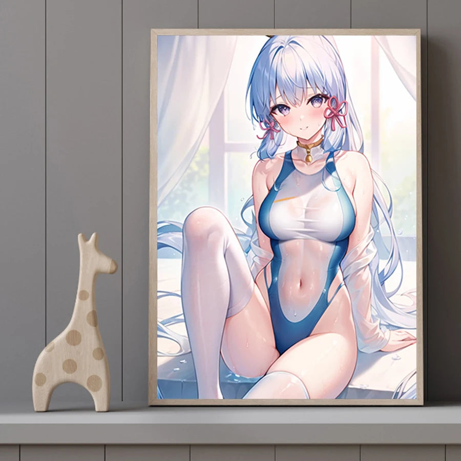 Hot Sexy Beauty Canvas Wall Art, Anime Girl Canvas Poster, Cartoon Anime Prints Poster For Living Room Home Decor Frameless