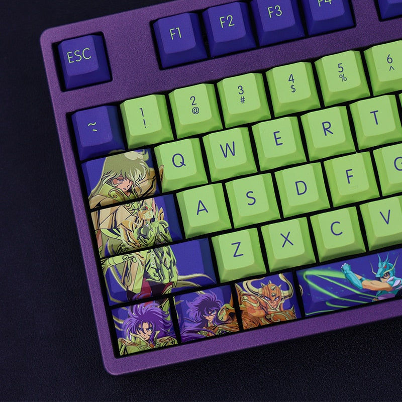 1 Set PBT Dye Subbed Keycaps 2 Dimensional Cartoon Anime Gaming Key Caps Cherry Profile Keycap For Saint Seiya