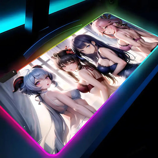 Hentai Anime Sexy Girls Big Boobs Mouse Pad Rgb Xxl Laptop Mat Gaming Mousepad Backlit Keyboard Gamer Girl Table Pads Desk