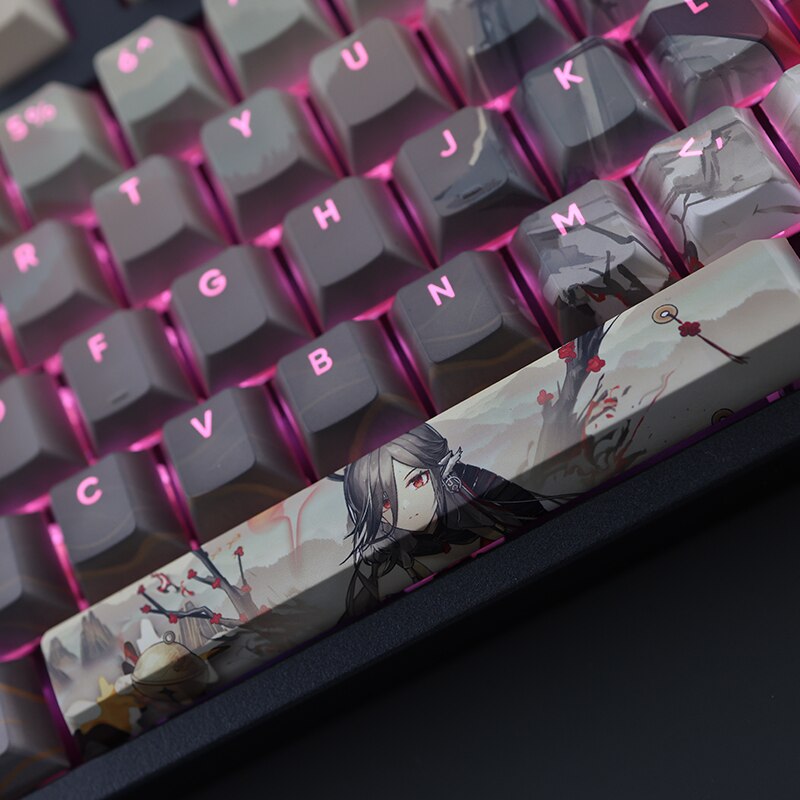 108 Keys/set Arknights Qiubai Keycap PBT Dye Subbed Backlit Keycaps Anime Gaming Key Caps For ANSI 61 87 104 108 Layout Keyboard