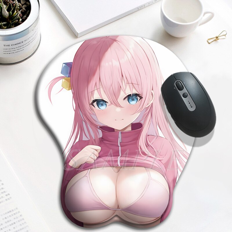 Gotou Hitori 3D Oppai Mouse Pad Sexy Breasts Kawaii Gaming Mousepad with Soft Silicone Wrist Rest  Gamer Mat