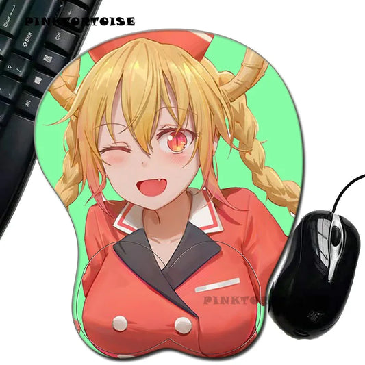 PINKTORTOISE Anime mousepad Kobayashi-san Chi no Maid Dragon Tohru Silicon anime 3D mousepad laptop Mice Pad Ergonomic MousePad